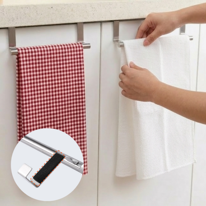 탑픽 걸어쓰는 무타공 주방 수건걸이 행주걸이, 1개, 그레이