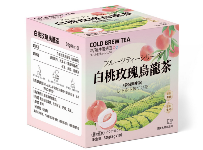 白桃玫瑰烏龍茶 冷熱皆宜, 8g, 1個, 10個裝