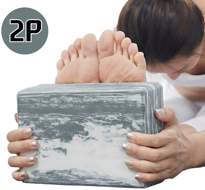 KM SPORTS 물결디자인 요가블럭 폼블럭 EVA소재 벽돌 다양한 컬러, 그레이, 2개