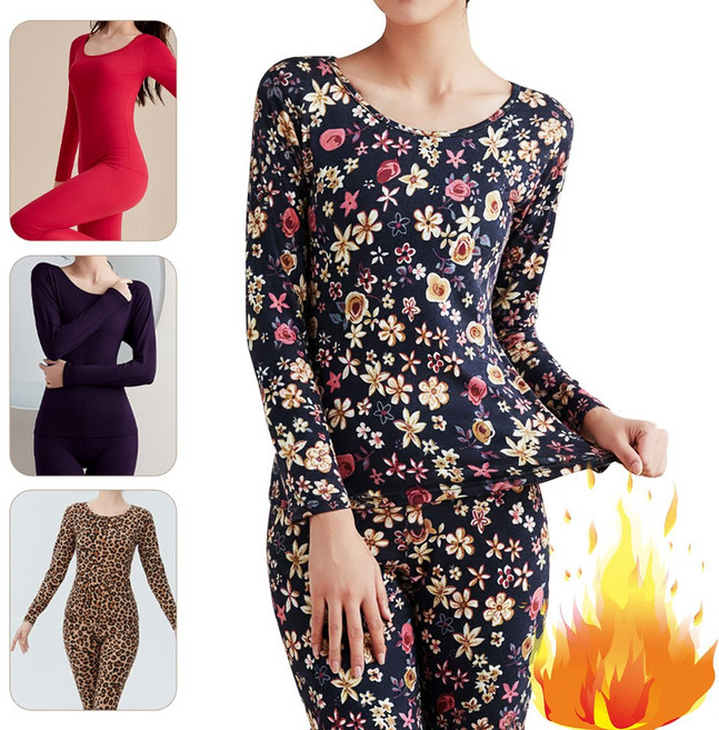 여성 가볍고 따뜻한 모달 피치기모 발열 내복 상하의 세트