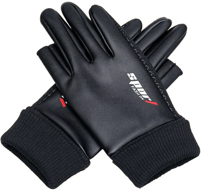 데일리쇼핑 오토바이 방한 겨울장갑 손가락 오픈핑거 스마트폰터치 배달 스쿠터, 블랙