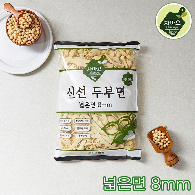 차마요 국내생산 건두부 두부면 파스타 샐러드 포두부 슬라이스 넓은면 (8mm), 500g, 3개