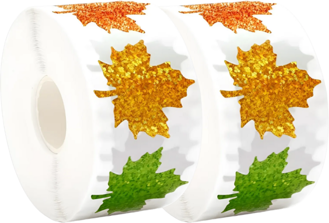 라온스티커 500매입 단풍 반짝이 5종 스티커, 2세트, 혼합(S752)500P