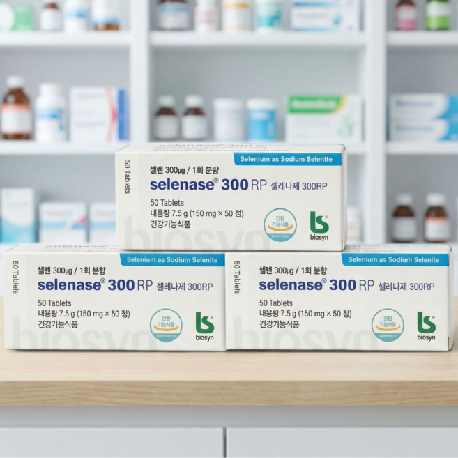 3통 셀레늄 셀레나제 300RP 50정 (구 셀렌큐메가) 아셀렌산나트륨, 3개