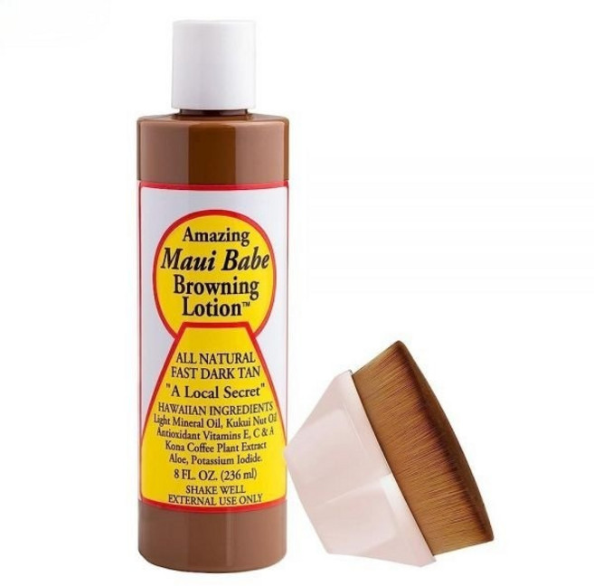 Amazing 마우이 베이브 브라우닝 로션 226.8g 8온스 태닝 가부키 플랫 탑 브러시 포함 키트, 1개, 236ml