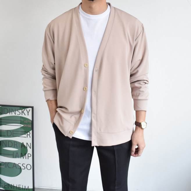 뉴에스지 남녀공용 구김적은 링클프리 루즈핏 브이넥 가디건