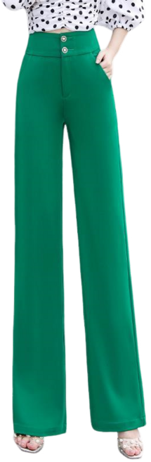 댄스복 바지 여성용 그린 하이웨이스트 드레이프 팬츠Women's Pants 뉴타임즈 F493C411