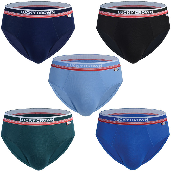 럭키크라운 남아용 자연선물 모달스판 심플 댄디 주니어 삼각팬티 브리프 5종세트 청소년 남학생 초등학생 중학생 고등학생