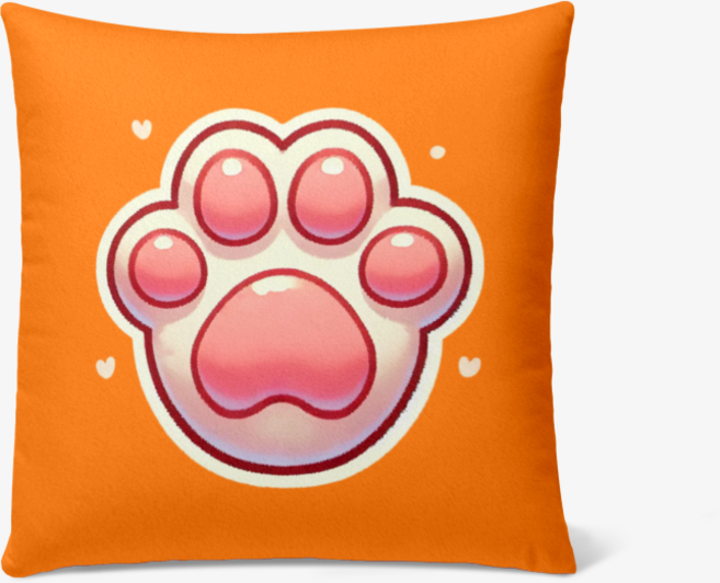 크래이지앤쿨디자인 집사님들 주목!! 사랑스러운 슈퍼냥냥이 핑크젤리 발바닥 귀여운 슈퍼댕댕이 꼬순내 발바닥 러블리 커플쿠션 ( 40 X 40 CM ), 냥냥이, 오렌지