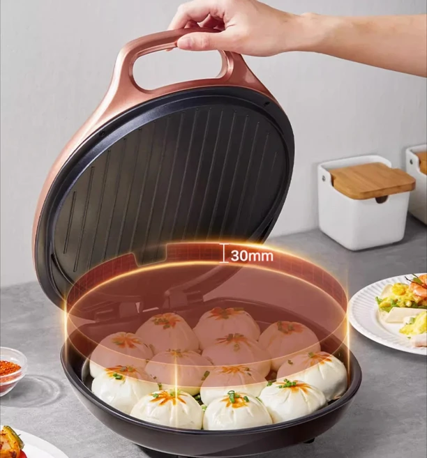 가정용 전기 케이크 팬 간편한 요리와 청소를 위한 확대된 베이킹 표면이 있는 양면 가열, 04 AU, 01 하얀색