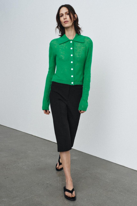 ZARA 자라 칼라 니트 재킷 - 초록 125165