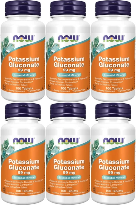 나우푸드 글루콘산 칼륨 글루코네이트 99mg 테블릿, 100정, 6개 - 쿠팡