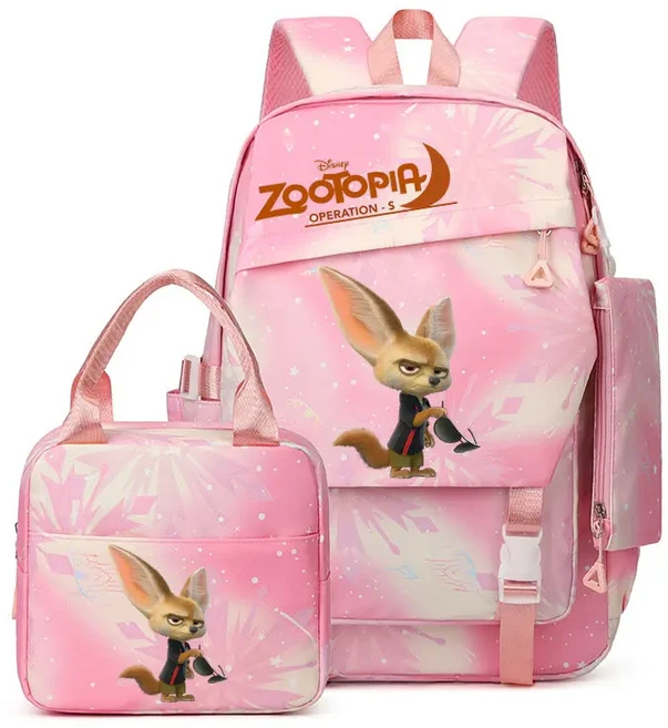 올스토어 만화 Zootopia 2 배낭 3pcs 세트 소년 소녀를위한 경량 소프트 백 학교 가방 십대 노트북, 08 same as picture
