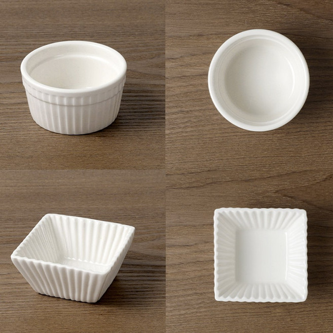 도자기 간장종지 종지그릇 화이트 소스볼세트, 1개, 로지 화이트 종지 3P (소형 세모잎새)