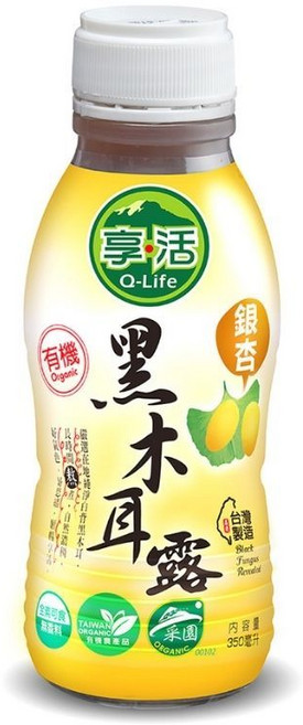 Q-Life 享活 有機銀杏黑木耳露 350ml, 1個, 1組可超取