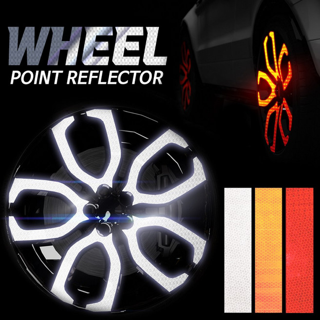 영카클럽 전차종 반사 휠스티커 쏘렌토 스포티지 아반떼 팰리세이드 K3 K5 K8 호환 용품, 레드, 1개