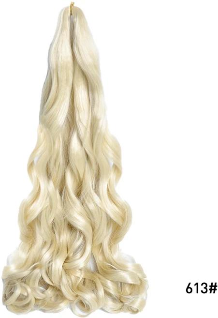 프렌치 컬 브레이드 헤어 14 합성 나선형 여성용 익스텐션 Pre Stretched Loose Wave Braiding Hair, 01 14inches 75g, 03 1Pcs, 29 613