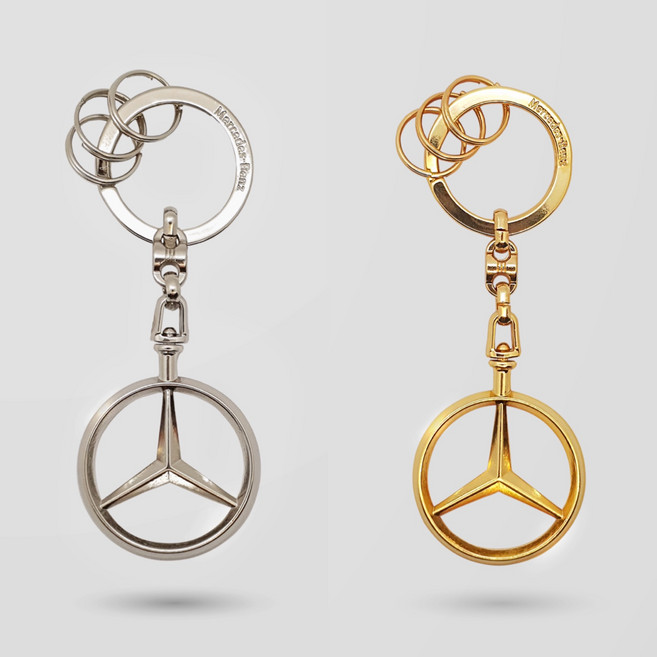 벤츠 호환 키링 삼각별 순정디자인 금속키링, 실버, 1개
