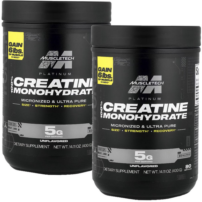 머슬테크 플래티넘 100프로 크레아틴 모노하이드레이트 일수화물 무맛 400g X 2통