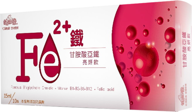 健知樂 甘胺酸亞鐵亮妍飲 - 氣溫變化適用 純素食 無防腐劑, 1盒, 10瓶