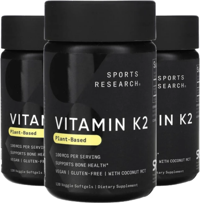 스포츠 리서치 비타민K2 식물성 100mcg 120정 3통, 3개 - 쿠팡