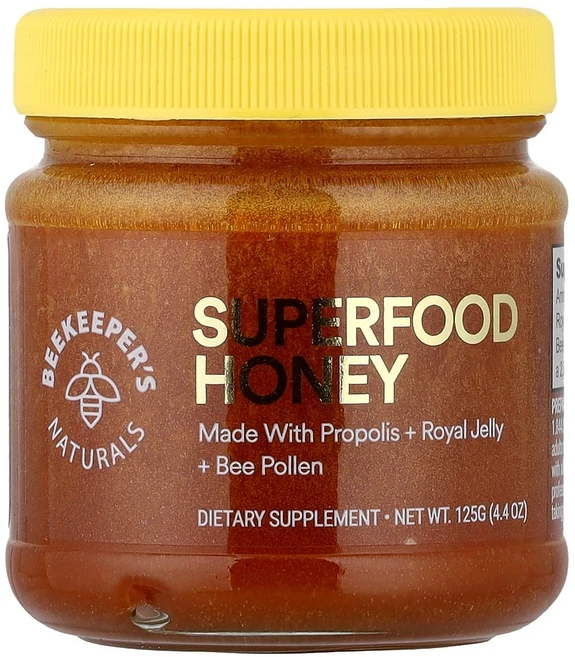 아이허브 Beekeepers Naturals (비키퍼스 내추럴스) B. 파워드 슈퍼 푸드 꿀 125g(4.4oz), 비키퍼스 내추럴 슈퍼푸드 허니 4.4온스125g, 125g, 1개 - 쿠팡