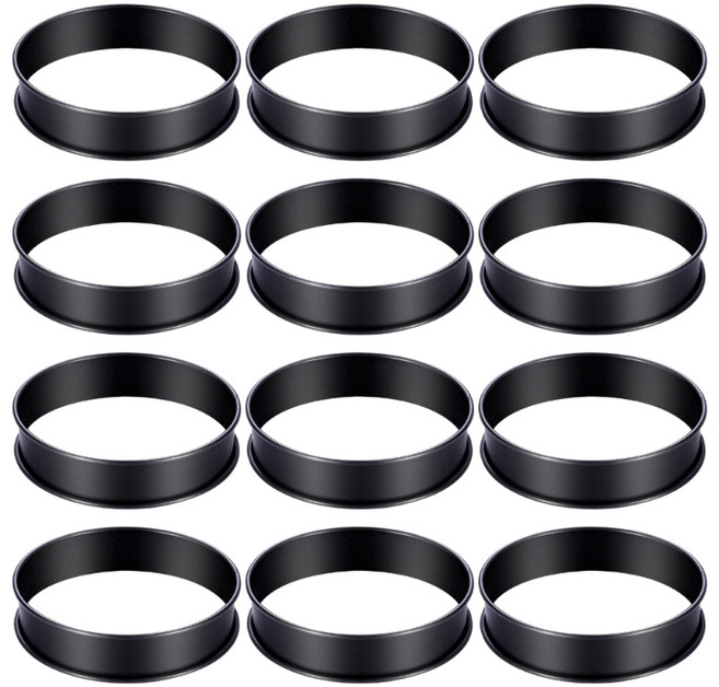 12팩 논스틱 스테인리스 스틸 크럼펫 몰드 크럼펫 링 잉글리시 머핀 링, 1개