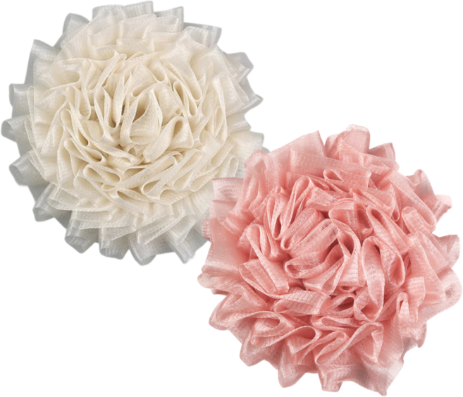 핑거핏 해바라기 샤워볼 부드러운 거품 대형 샤워타올 2P, 1세트, 2개입, 핑크&베이지