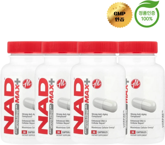 2+2 메타볼릭 뉴트리션 NAD MAX+ 450mg 캡슐 30정, 4개 - 쿠팡