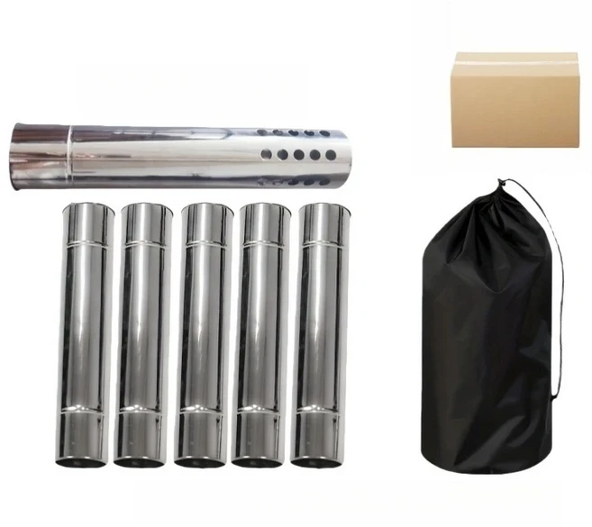 호환 난연성 별 굴뚝 세트 직경 6cm 스테인리스 스틸 연기 파이프 장작 난로용 주름 굴뚝, 01 Set