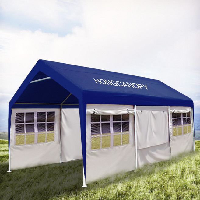 홍캐노피 쉘터천막 네이비 케노피천막 몽골텐트 몽골텐트 차고천막 주차천막 창고천막 행사천막 행사용천막, 쉘터천막 네이비 4mx5m, 1개