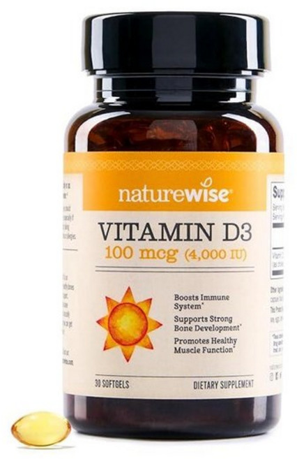 NatureWise 비타민 D3 5000IU(125mcg) 1년분 헬스한 근육 기능 뼈 헬스 면역 케어 비GMO 글루텐 프리 냉압착 올리브 오일 사용 포장은 다를, 비타민 D3 4000IU, 소프트젤 360정, 30 Count (Pack of 1)