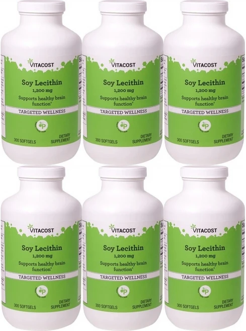 비타코스트 소이 레시틴 1200mg, 300정, 6팩, 300정 - 쿠팡