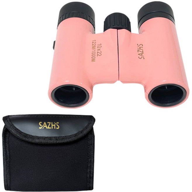 사츠 10배율 레이디 망원경 10X22 옐로우 + 전용가방 세트, 22mm