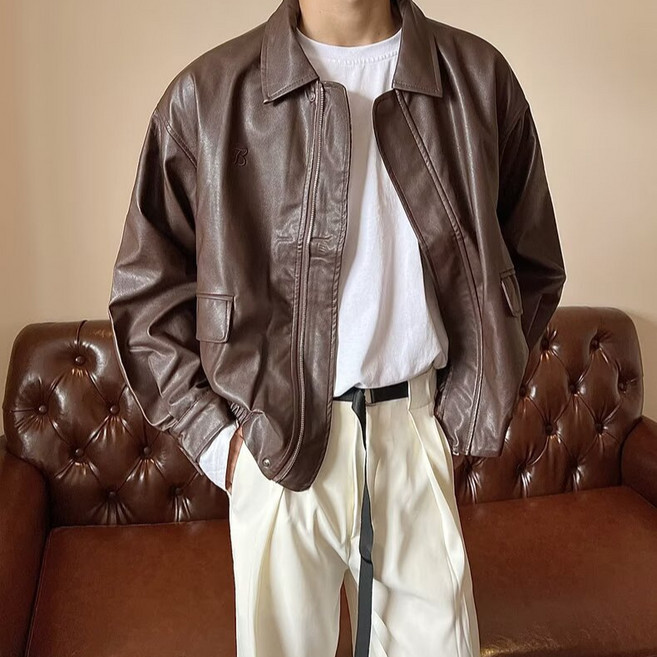 스타일닥터 남성 자켓 가죽 비즈니스 캐주얼 자켓 숏 기장 봄가을 시즌 신상품 오토바이 라이더 재킷