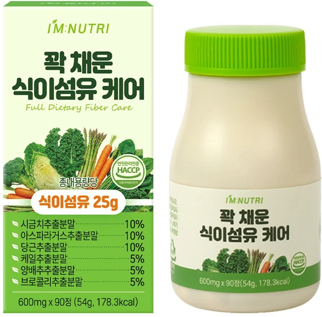 아임뉴트리 꽉 채운 식이섬유 케어 과채 18종 밸런스, 1개, 90정 - 쿠팡