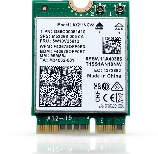 HighZer0 Electronics AX200 Wi-Fi 6 어댑터 | 듀얼 밴드 802.11ax M.2 카드 PC용 최대 2.4Gbps vPro 없음 Bluetooth 5.2, AX211, 1개