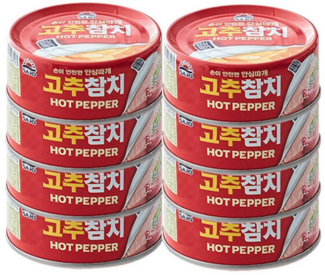 사조 참치 캔 고추참치 / 안심따개, 8개, 135g