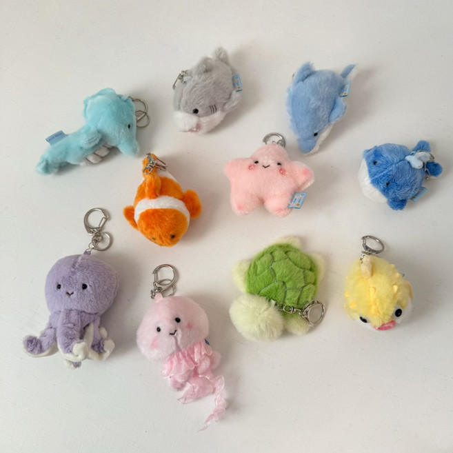[당일출고] 바다 속 친구들 키링 귀여운 해양 동물 캐릭터 인형 가방고리 10종 모음