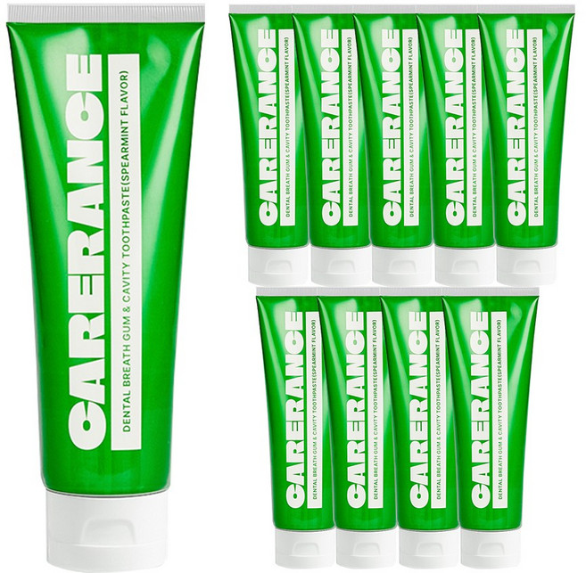 [잇몸/충치/입냄새] 케어란스 덴탈 브레스 잇몸 충치 치약 (스피아민트향), 100g, 10개