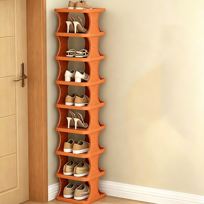 신발장 신발 정리대 코너 수납 선반 간편설치, 9단, 주황색