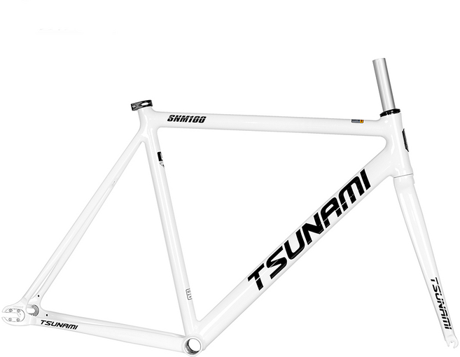 [TSUNAMI] 쓰나미 한국 공식 국내빠른출고 쓰나미 픽시 SNM100 프레임, 화이트(블랙로고), 프레임셋(프레임+포크+헤드셋+싯클램프), 1개