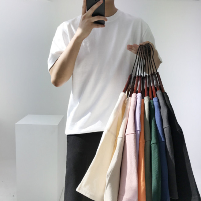 남자 10수 머슬 오버핏 반팔 티셔츠