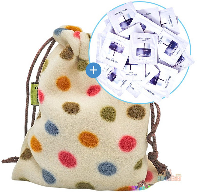 핸드메이드 극세사 댕댕이 복주머니파우치 (오휘 에이지 리커버리 크림60매)M