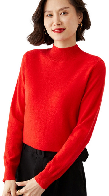 여성용 데일리 반폴라 스판 부드러운 긴팔 스웨터 니트 Knitted T-shirt H012