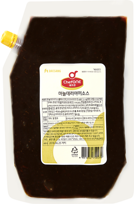 냉장 대상 쉐프원 마늘데리야끼소스 2kg 1BOX (5입), 5개