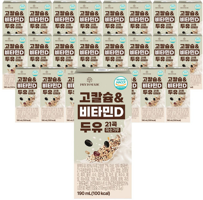 파이토메이드 고칼슘&비타민D 21곡 미숫가루 두유, 24개, 190ml