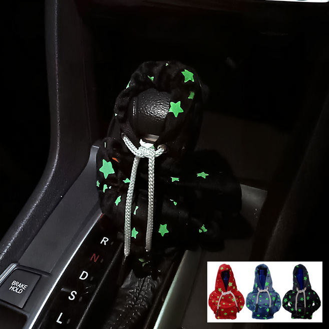 플루코 야광별 기어커버 후드티 자동차 기어봉, 1개, 블랙