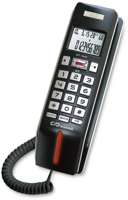 대우코러스 벽걸이 발신자 표시 유선 전화기 DT-150C 블랙/화이트, 블랙