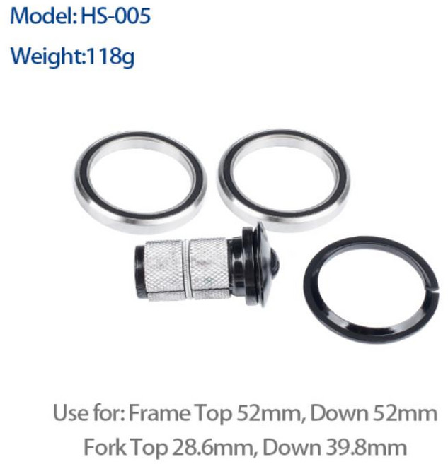 테이퍼드 스트레이트 포크 자전거 헤드셋 MTB 로드 바이크 베어링 1 1/8 "1 1/2", HS-005, 1개